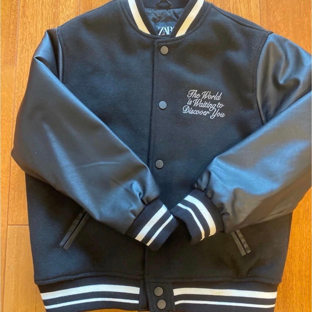 ZARA Kids Faux‎ Leather Stadium Jacket